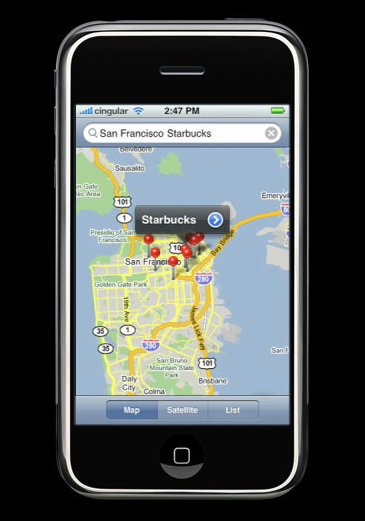 Ukázka prostředí iPhone OS 1.0