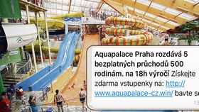 Aquapalace Praha se stal terčem podvodníků.