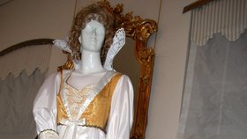 Šaty princezny Arabely hlídá na výstavě havran.
