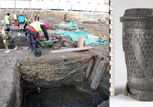 Unikátní pohár nalezli archeologové v místě, kde vzniká koncertní hala Sál pro Brno.