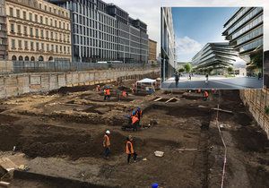 V ulici Na Florenci probíhá největší archeologický průzkum poslední doby.