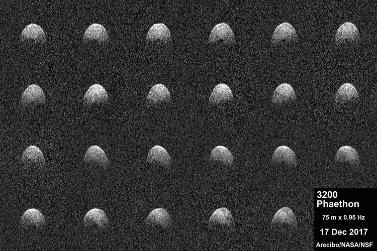 Radarový snímek asteroidu z radioteleskopu Arecibo