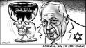 al Watan (Katar 2002) Ariel Šaron popíjí palestinskou krev.