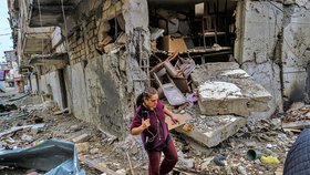 Druhá válka v Náhorním Karabachu: Rozbombardované obytné budovy ve Stěpanakertu.
