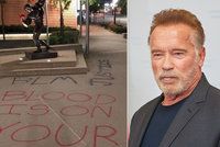 Sochu Schwarzeneggera poničili demonstranti. Prý je také rasista