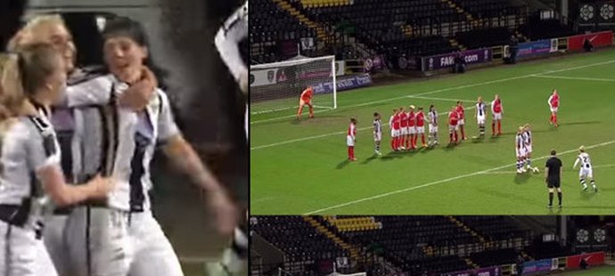 Fotbalistky Notts County skórovaly proti Arsenalu po krásně rozehraném přímém kopu