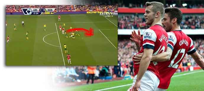 Arsenal v duelu s Norwichem vykouzlil dokonalý gól pro Jacka Wilsherea.