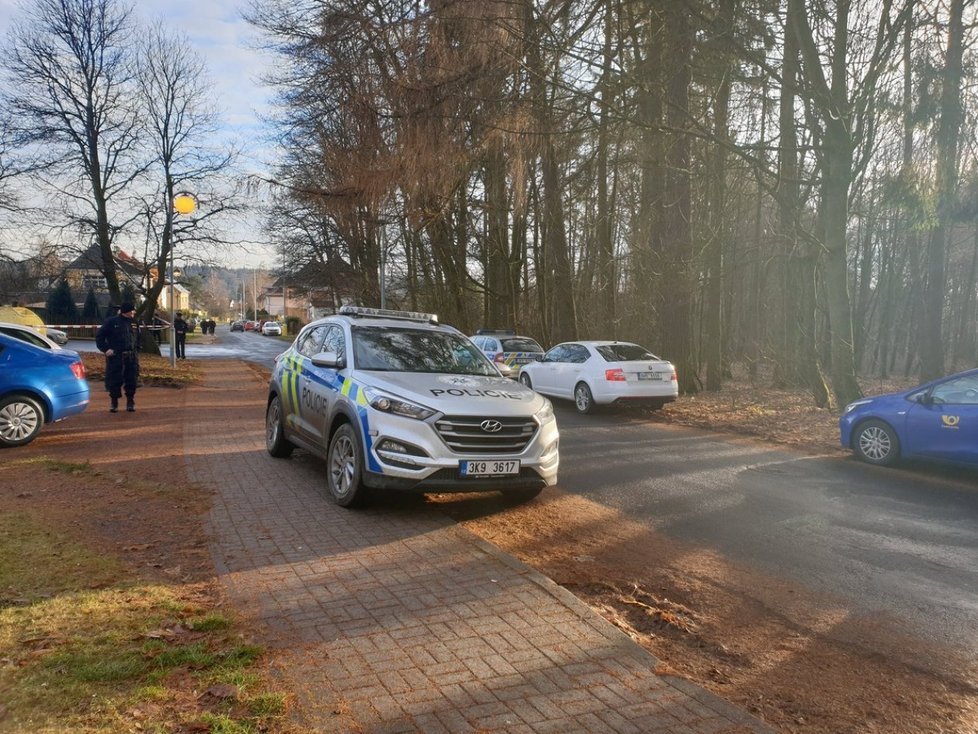 Policejní pátrání v Aši loni v prosinci po útočníkovi se sekerou.