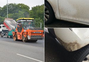 S tím silničáři asi nepočítali. V Bucharově ulici v neděli odpoledne na vyfrézovanou silnici nalili asfaltový postřik, který poničil několik desítek aut včetně autobusů a policejních vozů.