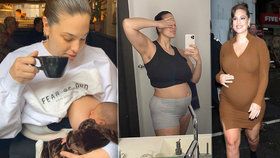 XL modelka Ashley Grahamová boří mýty o mateřství: Veřejně tasila prso a kojila