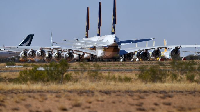 Pouštní letiště v Alice Springs nabízí takřka ideální podmínky pro odstávku letadel. Především je tam sucho.
