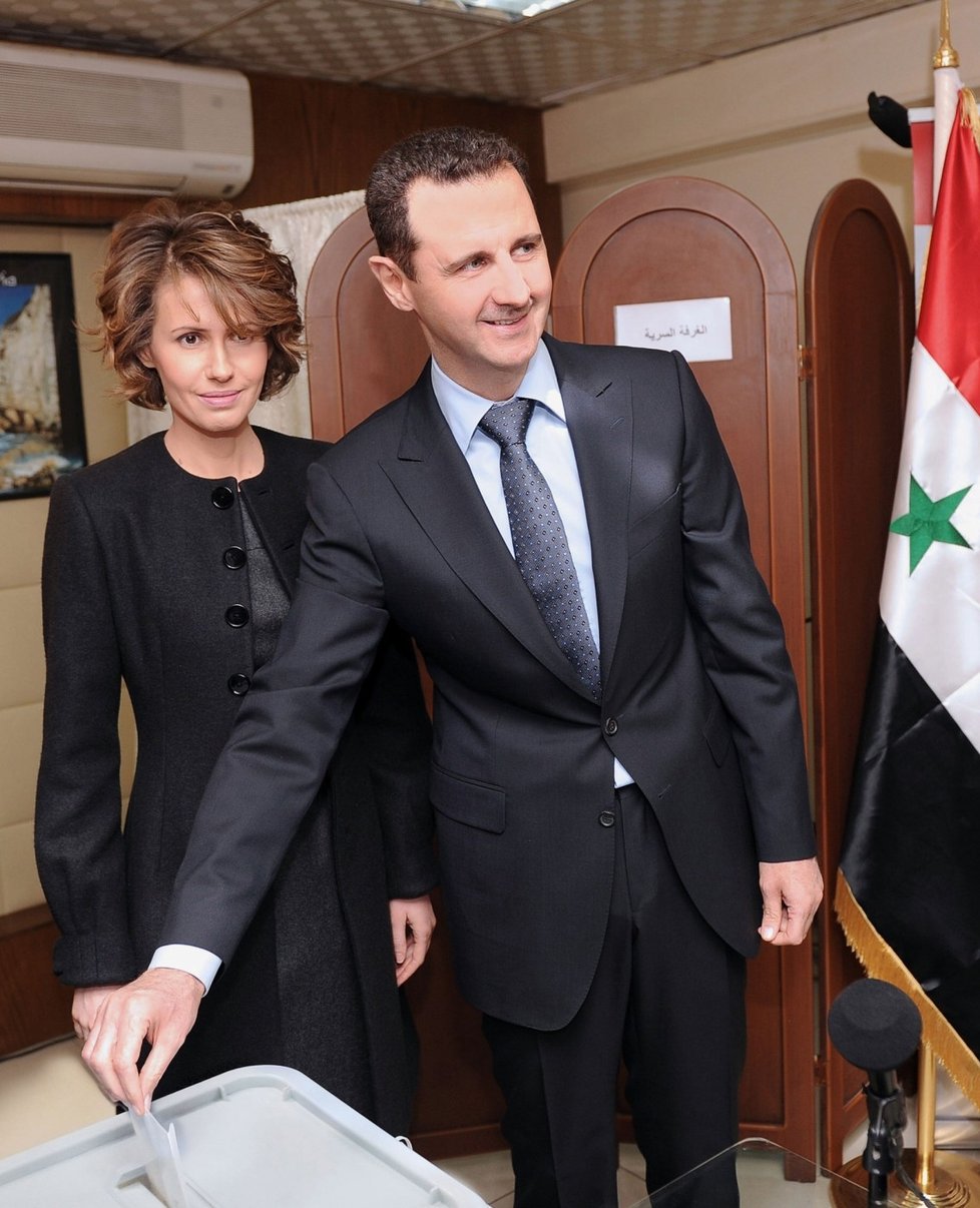 Prezident Bašár Asad s manželkou Asmou