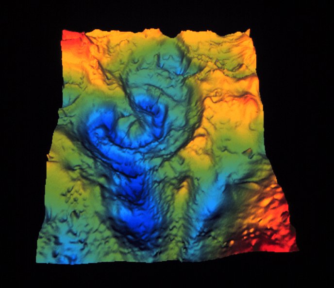 Počítačová mapa kráteru Chicxulub.