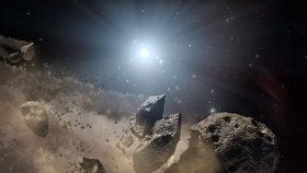 Asteroid ve vesmíru, (ilustrační foto)