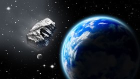 Asteroid ve vesmíru, (ilustrační foto)
