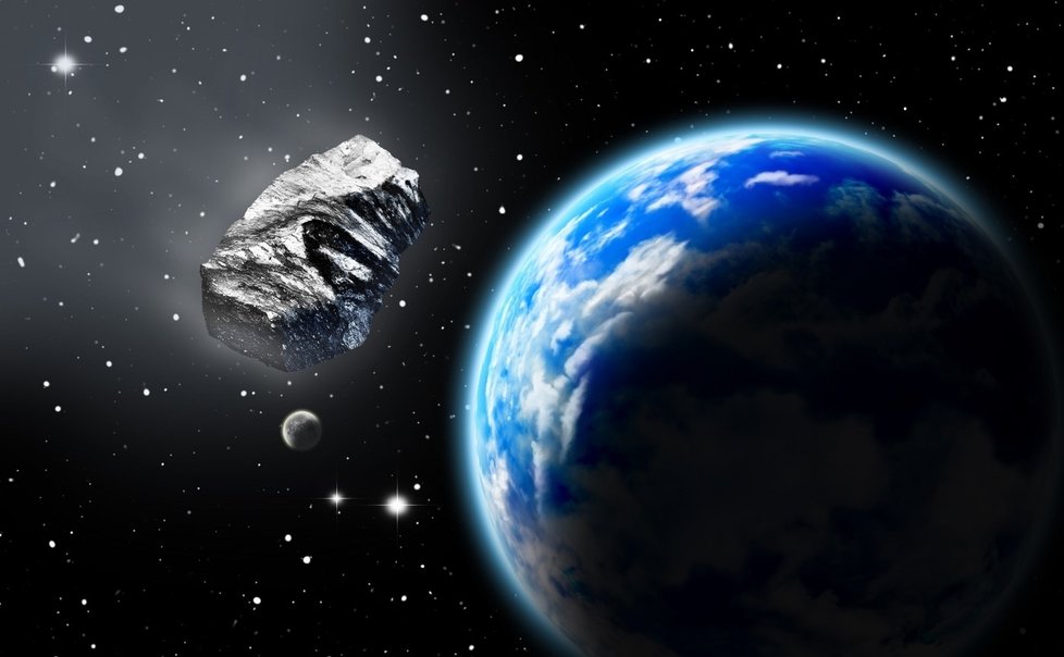 Asteroid ve vesmíru, (ilustrační foto)