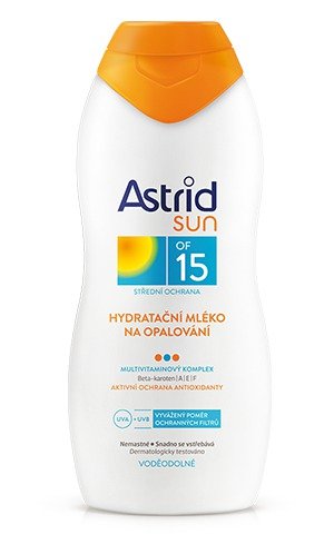 Hydratační mléko na opalování OF 15, Astrid Sun, 120 Kč