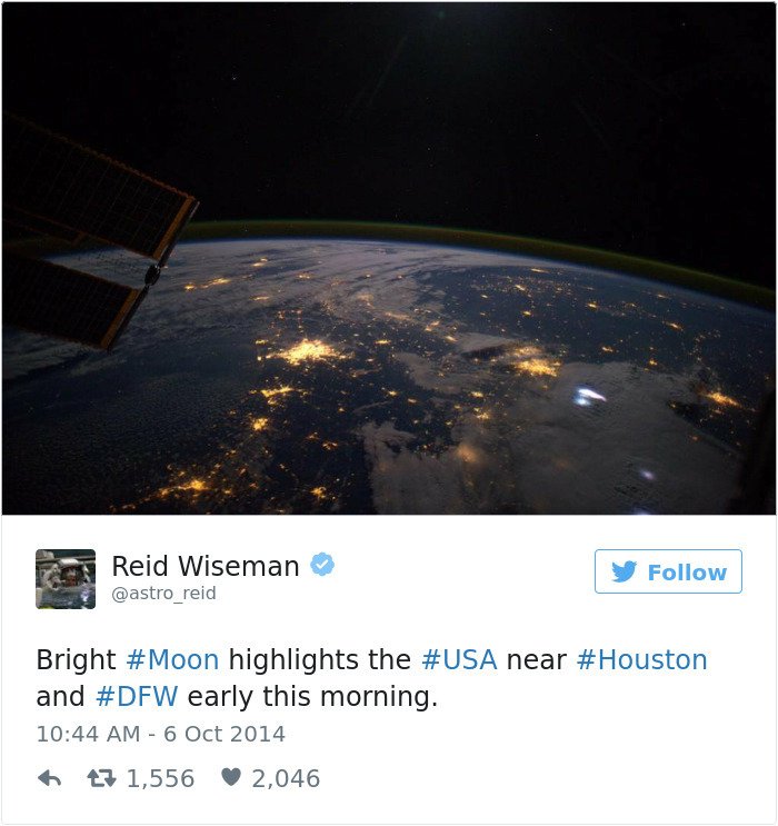 Astronaut Reid Wiseman ze svého pobytu na ISS odeslal sérii nádherných tweetů.