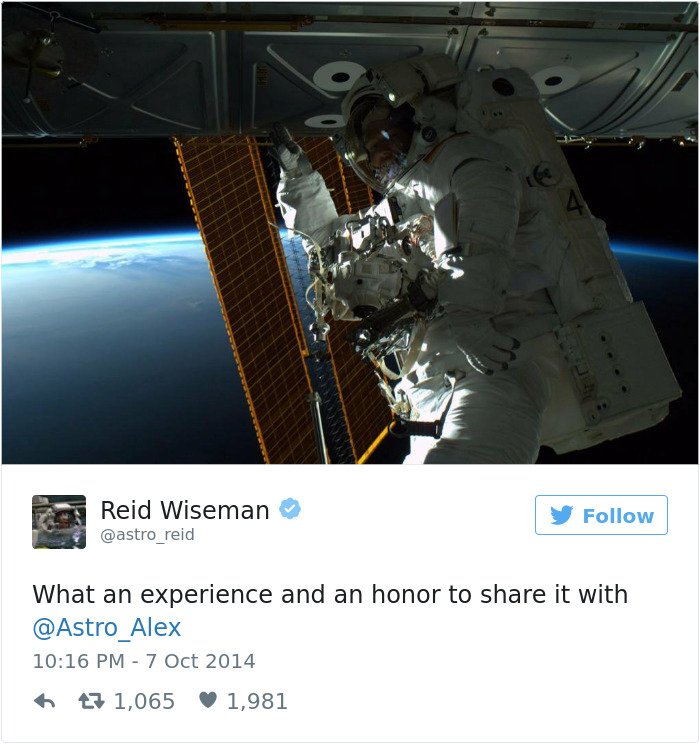 Astronaut Reid Wiseman ze svého pobytu na ISS odeslal sérii nádherných tweetů.