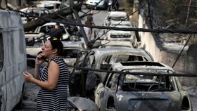 Pozůstatky po požárech v řeckých Aténách