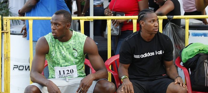 Usain Bolt a Yohan Blake při únorových závodech v jamajském Kingstonu