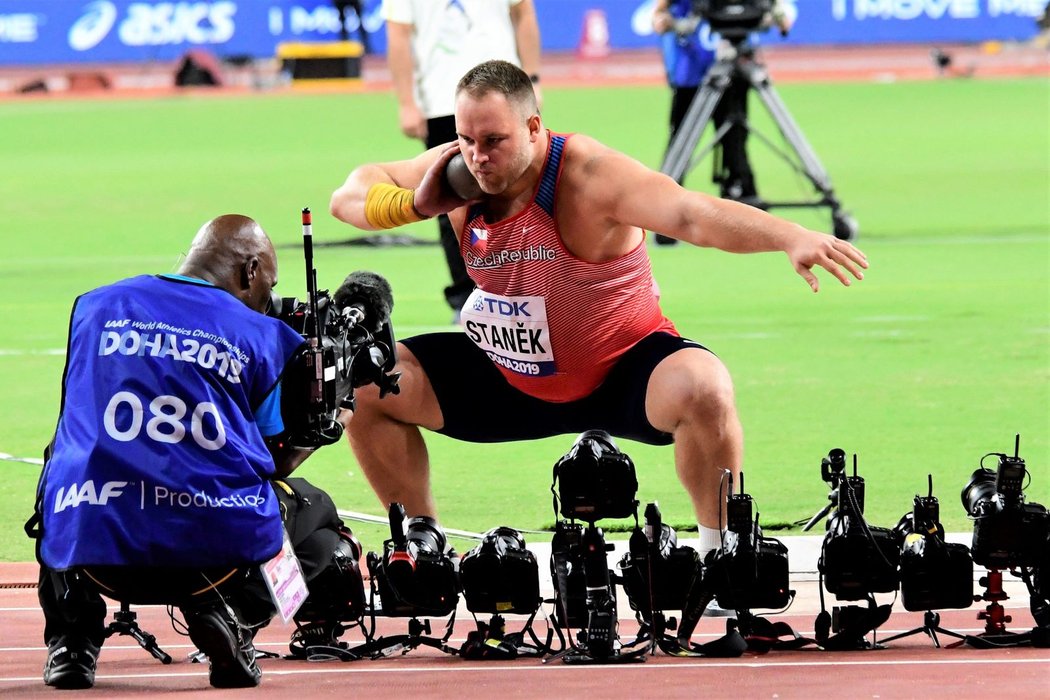 Tomáš Staněk při jednom z pokusů na mistrovství světa