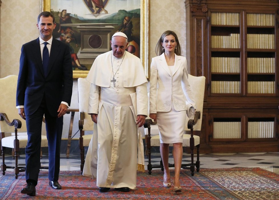 Španělská královna Letizia s manželem Filipem na audienci v roce 2014.