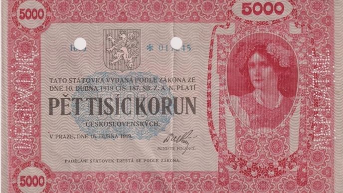 Pětitisícová státovka z roku 1919 se 20. listopadu 2020 v internetové aukci vydražila za 12,1 milionů korun. Je nejdražším papírovým platidlem prodaným v aukci v ČR.