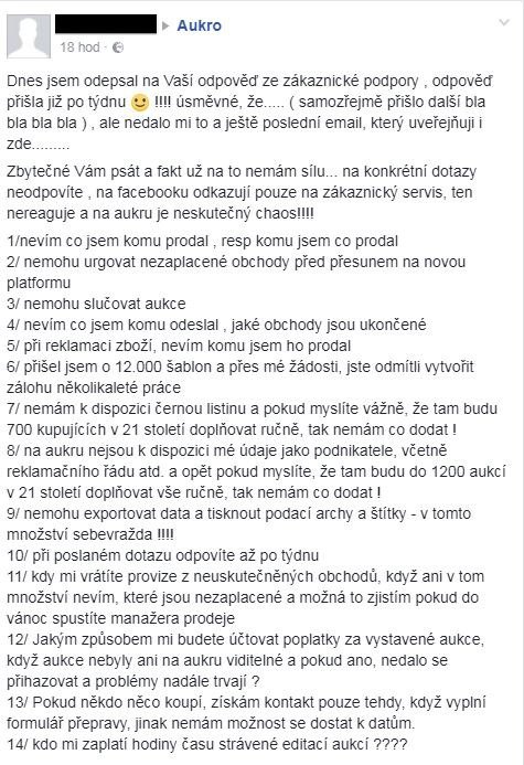 „Aukro je firma zalogovaná za e-maily. Pokud člověk chce něco řešit okamžitě, tak nemá šanci,“ uvedl rozhněvaný podnikatel s iniciály R.W., jeho celé jméno redakce Blesk.cz zná.