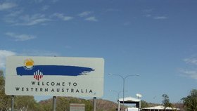 Hranice NT (Severního teritoria) a WA (Západní Austrálie) s karanténní kontrolou