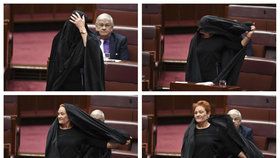 Pozdvižení v australském senátu. Pravicová politička přišla na jednání v burce.