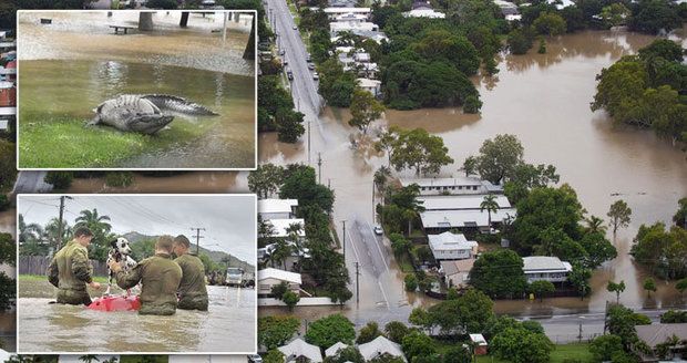 Stoletá voda zavlekla do měst hady a krokodýly. Část Austrálie zalila povodeň