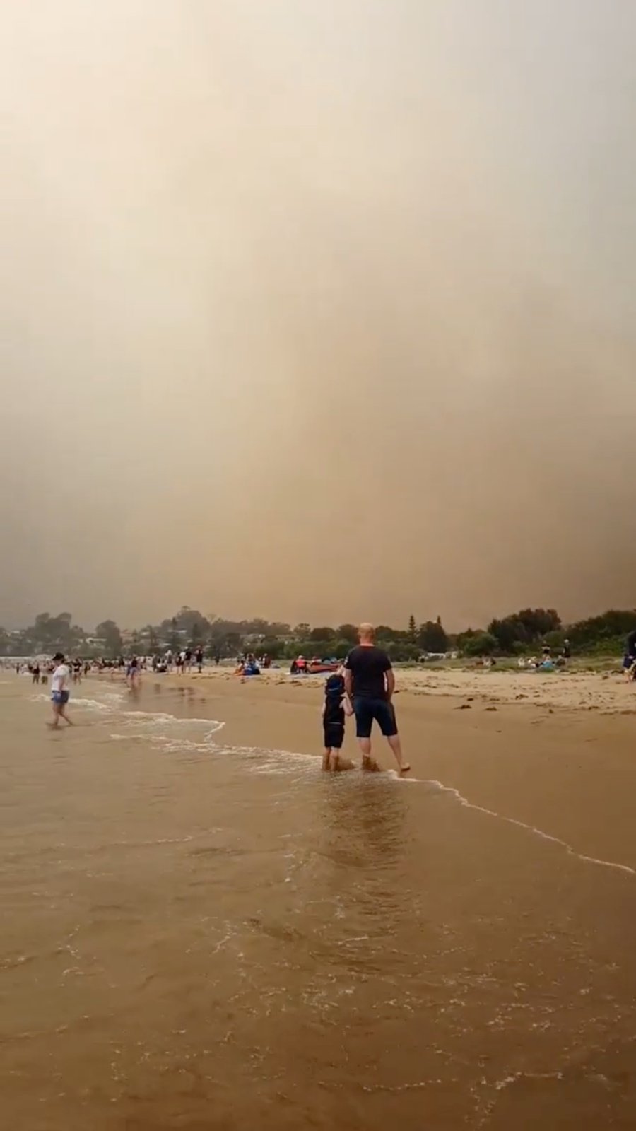 Austrálii dál ničí požáry, obyvatele města Mallacoota a turisty uvěznil oheň na pláži, (31. 12. 2019).