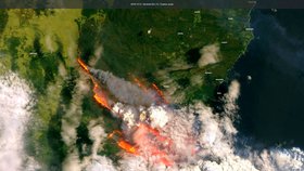 Satelitní snímek požárů v Austrálii (02.01.2020)