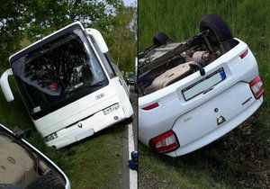 U Hlinska boural autobus plný malých dětí: Dva školáci skončili v nemocnici