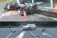 Auto smetlo motorkáře (22): Stroj se rozlomil na dvě části, řidič bojuje o život