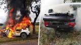 BMW skončilo po nehodě na střeše a začalo hořet: Co dělat, když auto zachvátí plameny? 