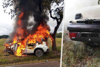 BMW skončilo po nehodě na střeše a začalo hořet: Co dělat, když auto zachvátí plameny?