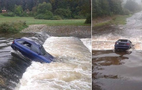 Opel ve Volyňce: Auto zaparkoval uprostřed řeky a zmizel