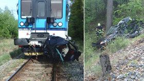 Vlak na Trutnovsku smetl osobní automobil. Řidička nepřežila