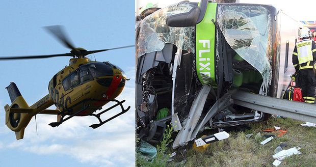 Autobus u Lipska skončil napíchnutý na svodidla: Jeden člověk zemřel a 13 se zranilo