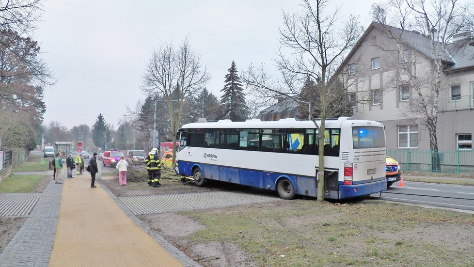 Řidič autobusu dostal za jízdy infarkt a narazil do stromu