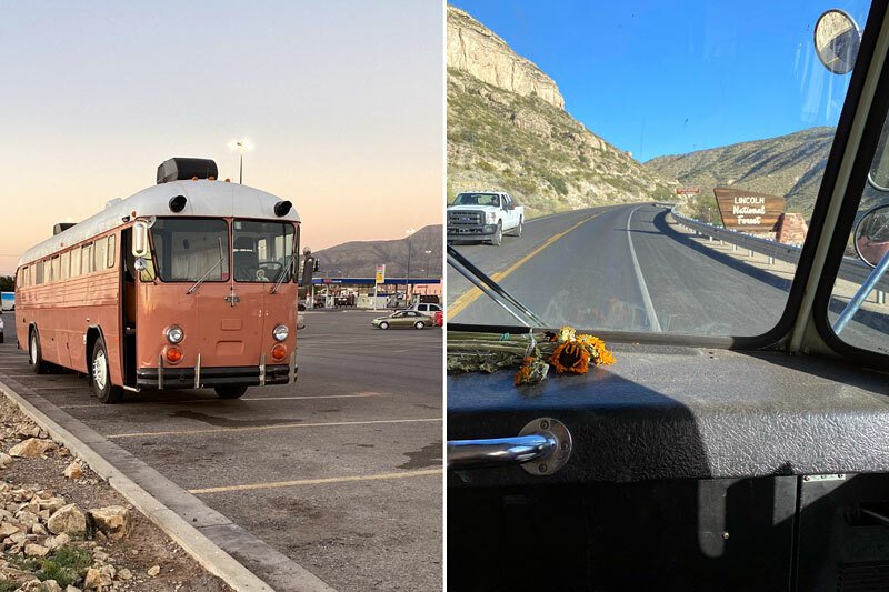 Adelita - školní autobus přestavený na obytný autobus