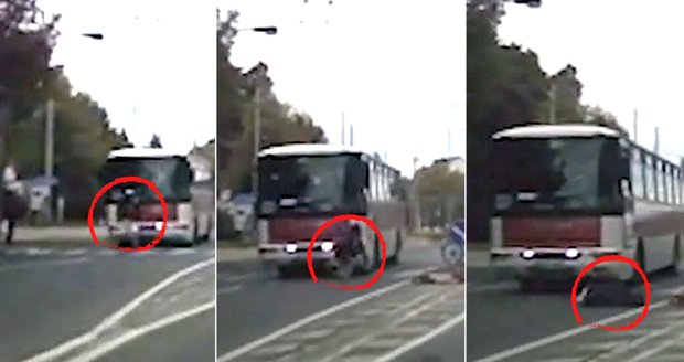 Autobus srazil chodkyni přímo na přechodu