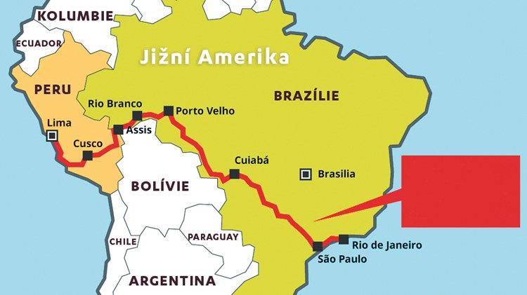 NEJdelší linka vede z brazilského Rio de Janeira do peruánské Limy a je dlouhá 6200 km