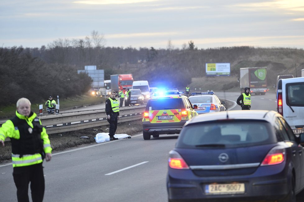 Chodce srazilo auto na dálnici D10, když ji přebíhal.