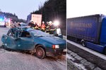 Slovenský vůz smetl na D1 náklaďák.