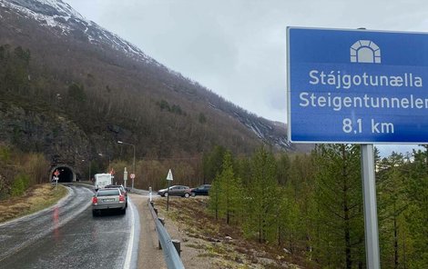 Místo tragédie, tunel Steigen v Norsku.