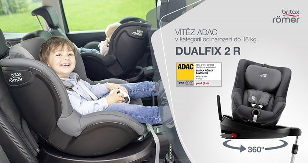 Autosedačka DUALFIX 2 R je vítězem testu ADAC. V kategorii 0 až 18 Kg