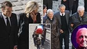 Pohřeb Charlese Aznavoura: Brigitte Macronová plakala, Belmonda museli podpírat.